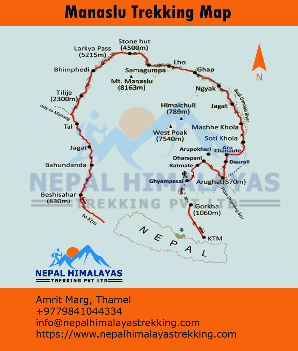 Manaslu Trek Map, Manaslu Circuit Trek, Itinerary, Book On 2026/27